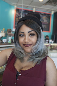 Young woman in a diner.