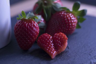 Close-up of strawberries on table