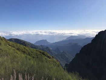 Scenic view of mountains against sky