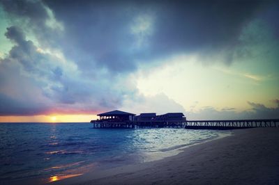 Scenic view of sea against cloudy sky