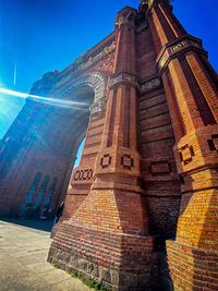 Low angle view of temple building against sky