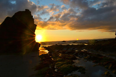 Scenic view of sea at sunset