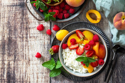 High angle view of breakfast served in bowl