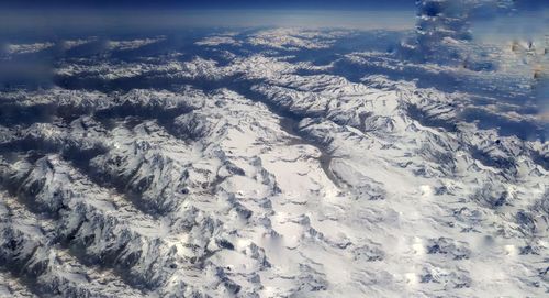 High angle view of snow covered landscape