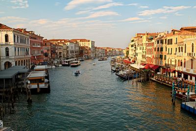 View of boats in canal