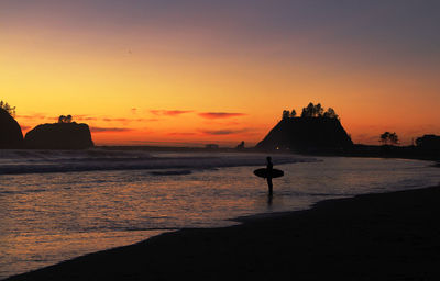 Scenic view of sea at sunset