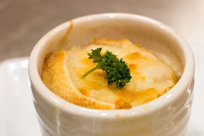 Close-up of soup in bowl