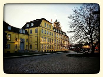 View of buildings against clear sky