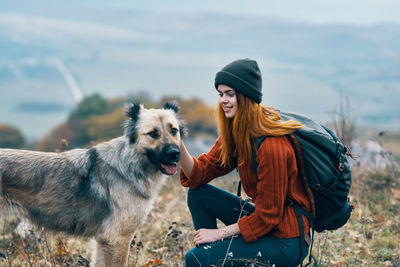 Young woman with dog