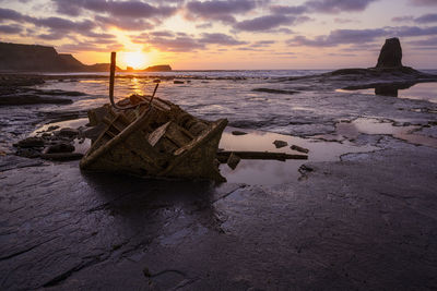 The wreck of the trawler admiral von tromp lies in saltwick bay where she sank on september 30, 1976