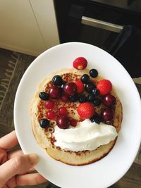 High angle view of breakfast served in plate