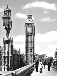 Low angle view of big ben against sky