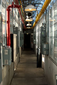 Interior of illuminated factory