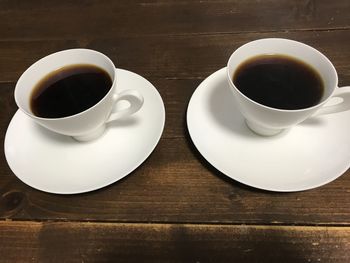 High angle view of coffee on table