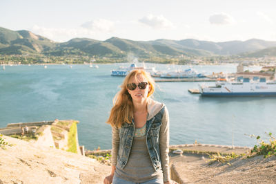 Portrait of a young woman on beach