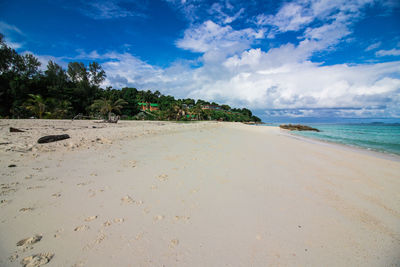 Scenic view of beach against sky