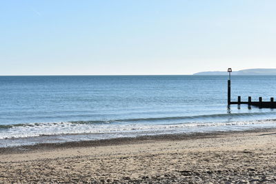 Scenic view of sea against clear sky