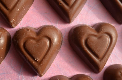 Close-up of heart shape cookies on table