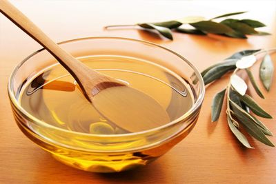 High angle view of tea in bowl on table