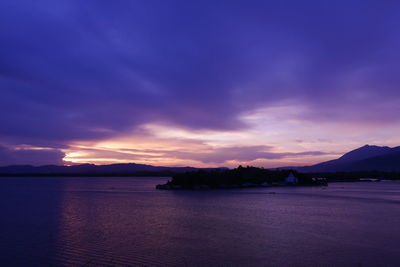 Scenic view of sea against dramatic sky