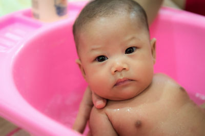 Close-up portrait of cute baby 