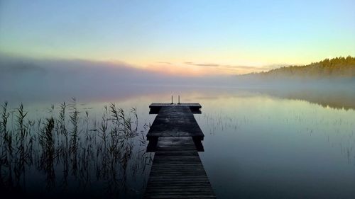 View of pier on lake