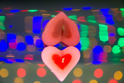 Close-up of heart shape made of illuminated lights