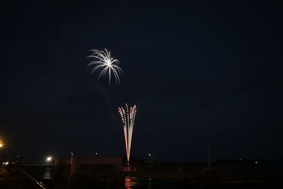Firework display at night