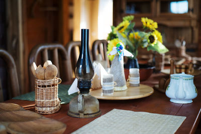 Lighting equipment on table in restaurant