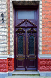 Closed door of building