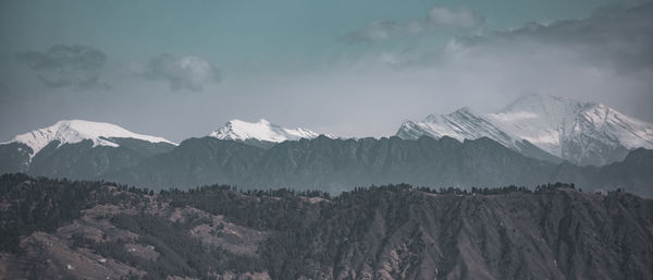 Panoramic view of snow covered mountains