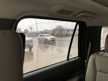 Interior of wet car window