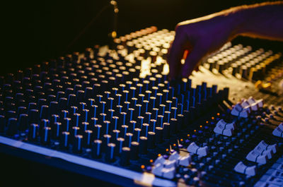 Close-up of sound recording equipment