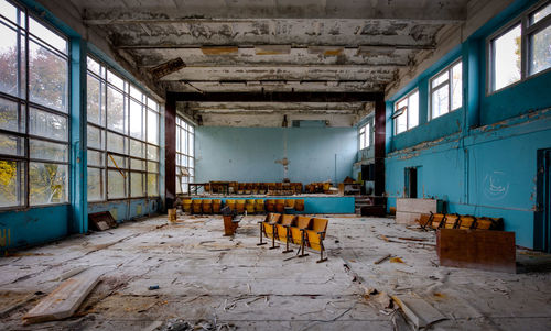 Chairs in abandoned building