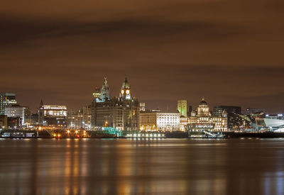 Illuminated city liverpool skyline at night 