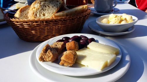 Close-up of snacks in plate