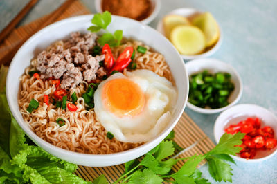 Close-up of food in bowl on table