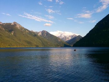 Scenic view of lake and mountains