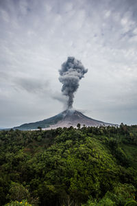 Scenic view of volcanic landscape against sky