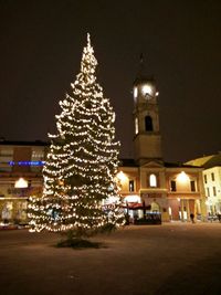 Illuminated street light at night