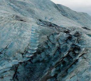 Aerial view of snow covered mountain