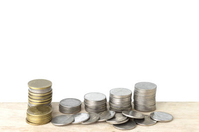 Stack of objects against white background