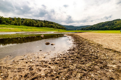 Scenic view of lake against sky