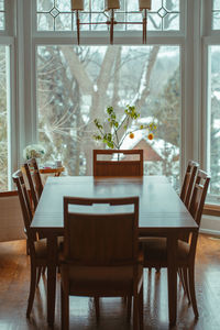 Empty chairs and table at home