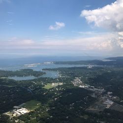 Aerial view of cityscape against sky