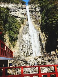 Low angle view of waterfall