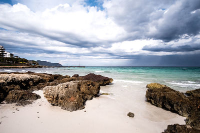 Scenic view of beach against sky