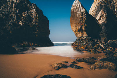 Rock formations on beach