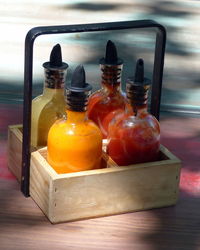 Close-up of drinks on table