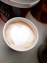 High angle view of coffee on table